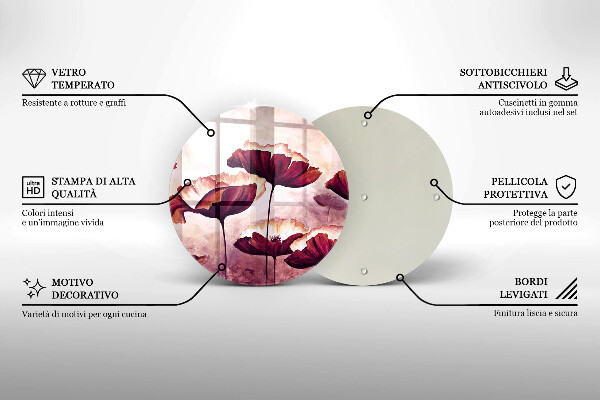 Skärbräda glas unik Målning av blommor