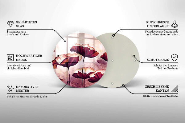Skärbräda glas unik Målning av blommor