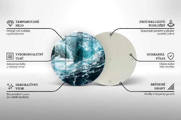 Skärbräda glas unik Skummande vågor av vatten
