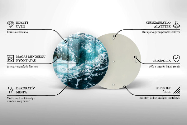 Skärbräda glas unik Skummande vågor av vatten