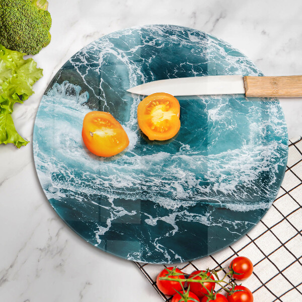 Skärbräda glas unik Skummande vågor av vatten