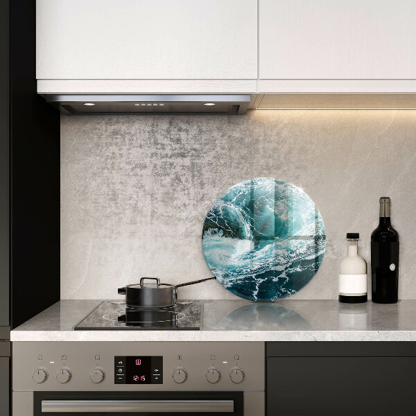 Skärbräda glas unik Skummande vågor av vatten