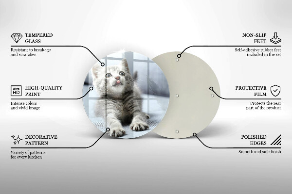 Skärbräda glas unik Liten söt kattunge