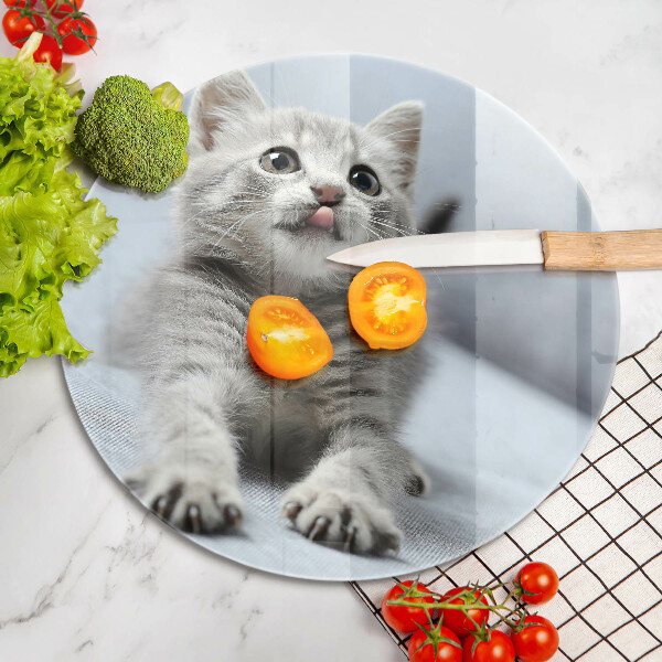 Skärbräda glas unik Liten söt kattunge