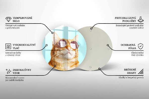 Skärbräda glas unik Röd katt med glasögon