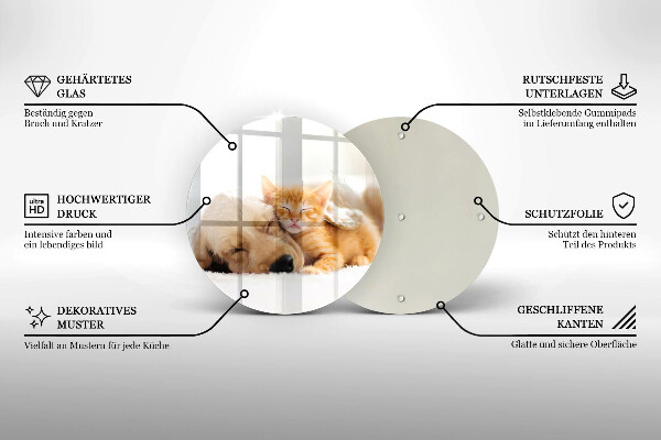 Skärbräda glas unik Djur hund och katt