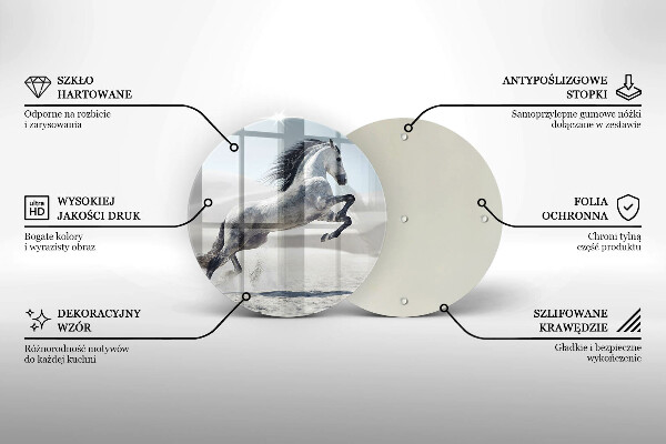 Skärbräda glas unik Vit häststev
