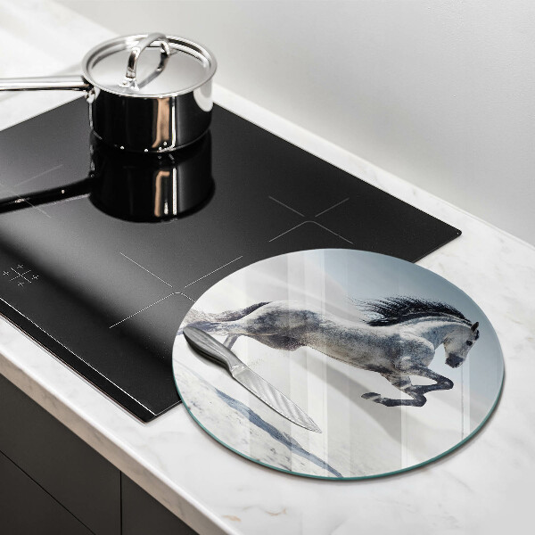 Skärbräda glas unik Vit häststev