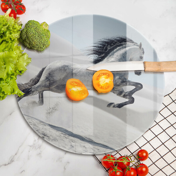 Skärbräda glas unik Vit häststev