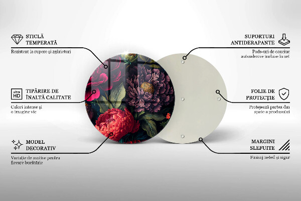 Skärbräda glas unik Vackra blommor