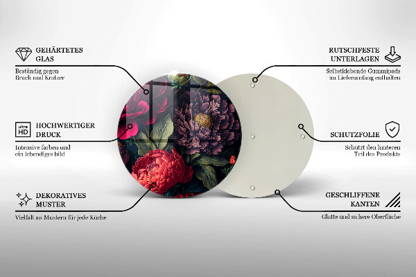 Skärbräda glas unik Vackra blommor