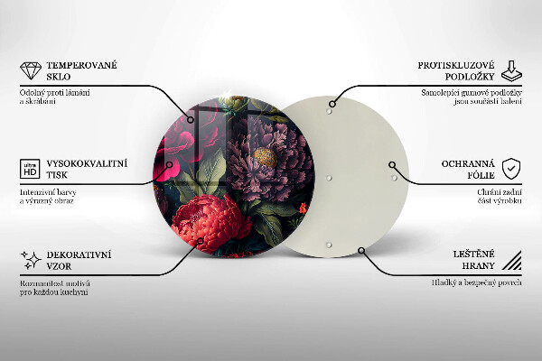 Skärbräda glas unik Vackra blommor