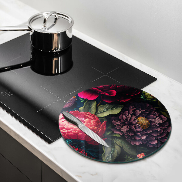 Skärbräda glas unik Vackra blommor