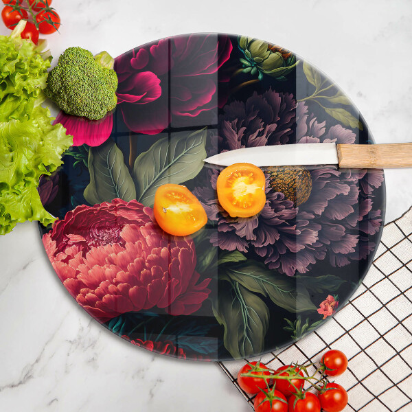 Skärbräda glas unik Vackra blommor