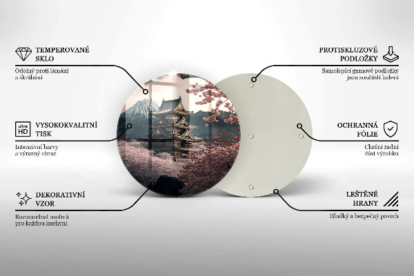 Skärbräda glas unik Japanskt byggnadslandskap
