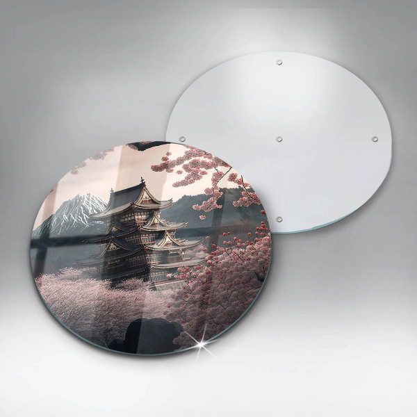 Skärbräda glas unik Japanskt byggnadslandskap