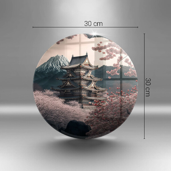 Skärbräda glas unik Japanskt byggnadslandskap