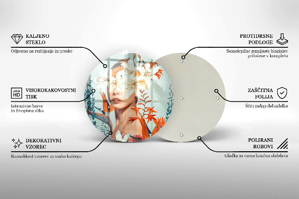 Skärbräda glas unik Kvinna i blommor