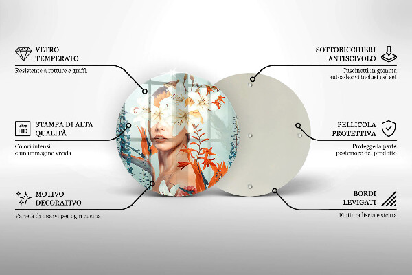 Skärbräda glas unik Kvinna i blommor