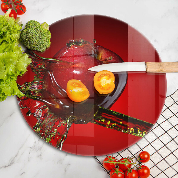 Skärbräda glas unik Äppelfrukt i vatten