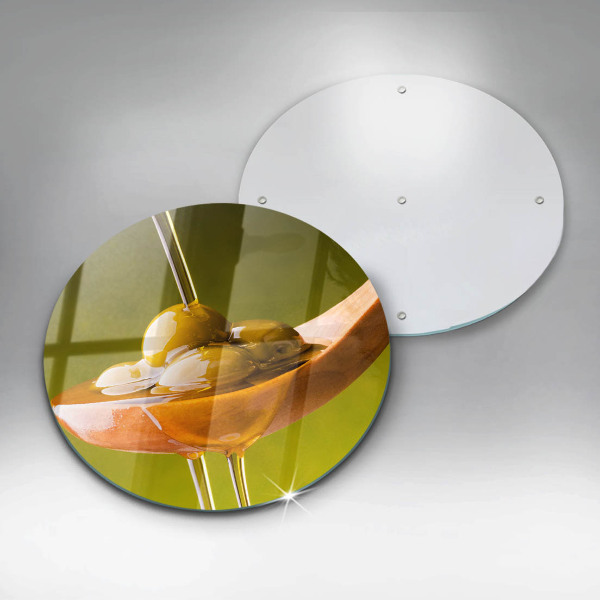 Skärbräda glas unik Olivolja och oliver