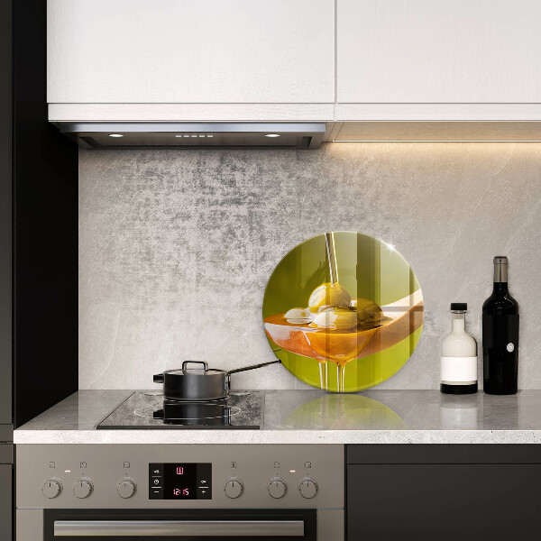 Skärbräda glas unik Olivolja och oliver