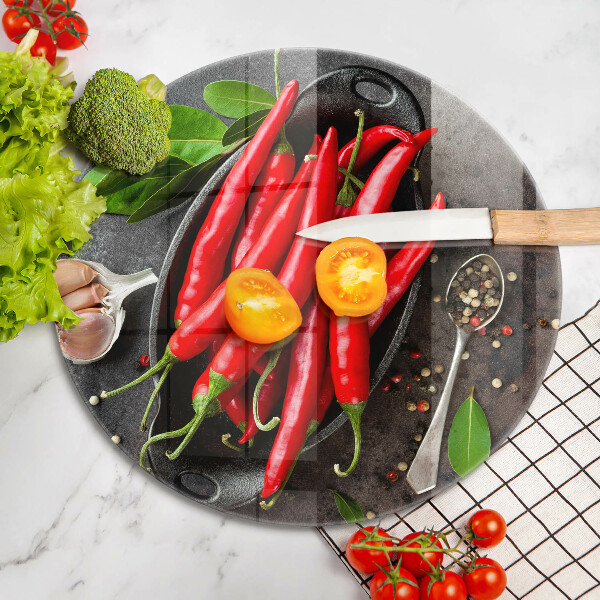 Skärbräda glas unik Röd chilipeppar