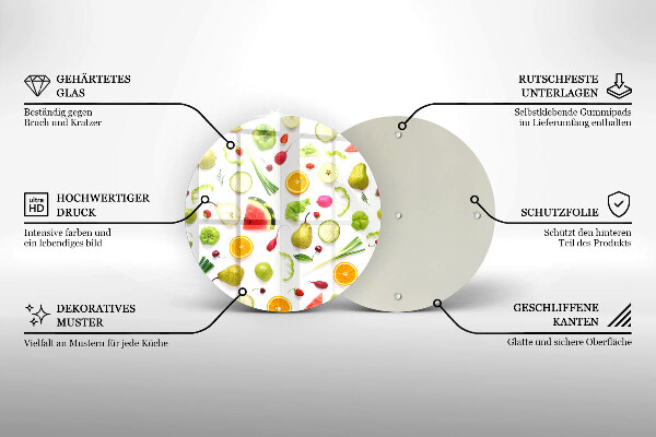 Skärbräda glas unik Frukt och grönsaker mönster