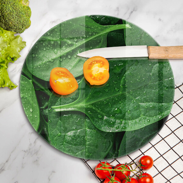 Skärbräda glas unik Basilikablad