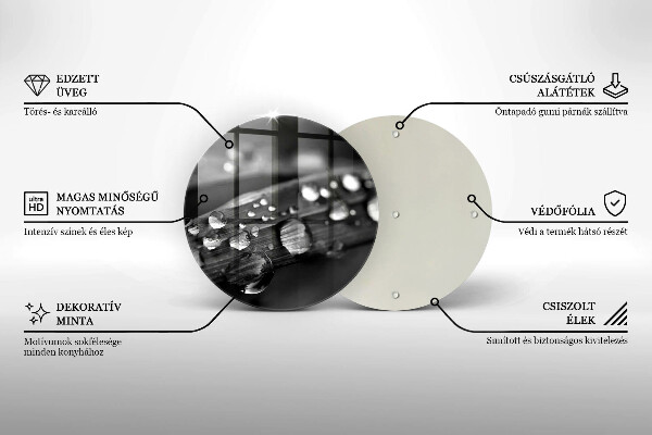 Skärbräda glas unik Daggdroppar på löven