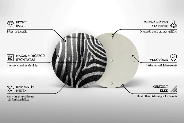 Skärbräda glas unik Zebra ränder