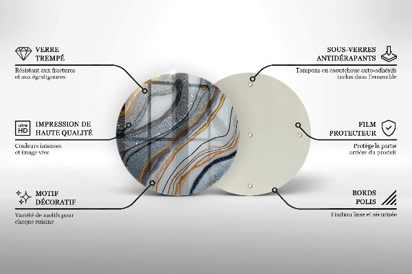 Skärbräda glas unik sten med guld