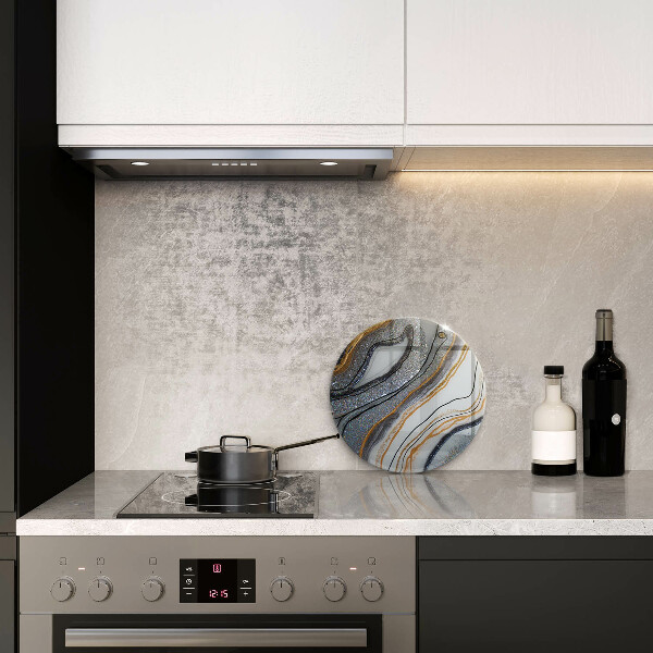 Skärbräda glas unik sten med guld