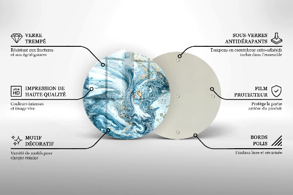Skärbräda glas unik Struktur med guld