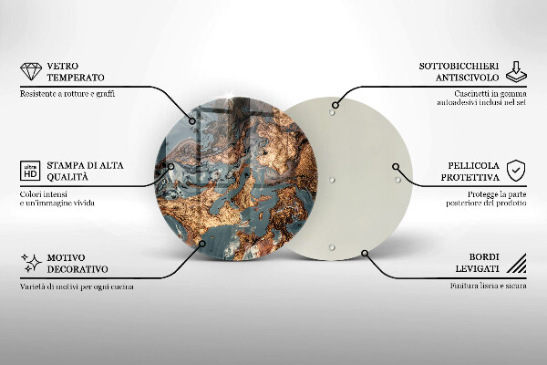 Skärbräda glas unik Gyllene stenstruktur
