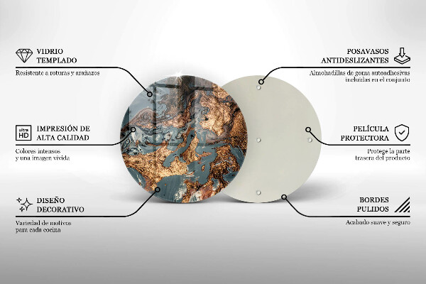 Skärbräda glas unik Gyllene stenstruktur