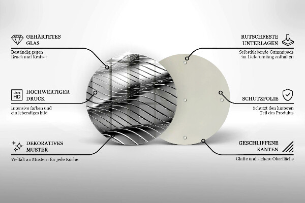 Skärbräda glas unik 3D metallstruktur