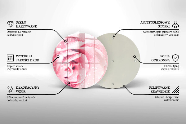 Skärbräda glas unik Daggdroppar och rosblomma