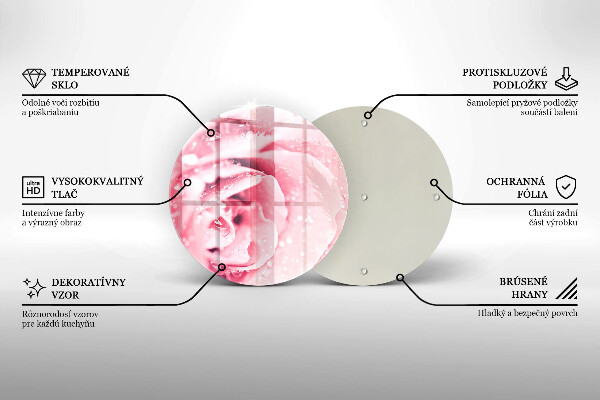 Skärbräda glas unik Daggdroppar och rosblomma