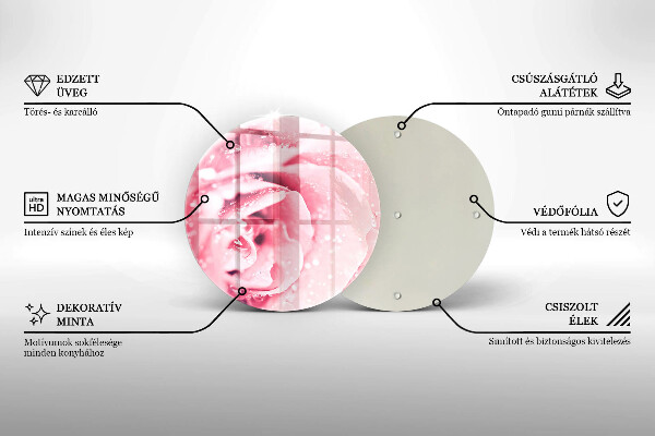 Skärbräda glas unik Daggdroppar och rosblomma