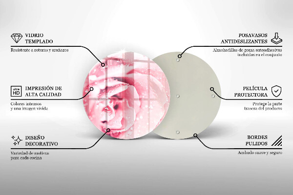 Skärbräda glas unik Daggdroppar och rosblomma