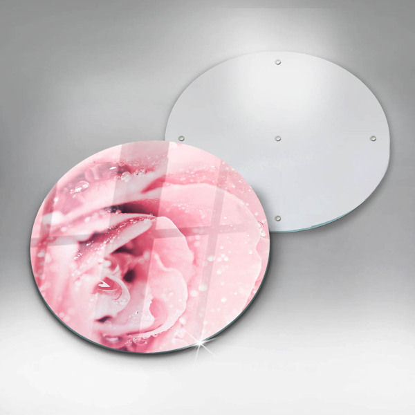 Skärbräda glas unik Daggdroppar och rosblomma