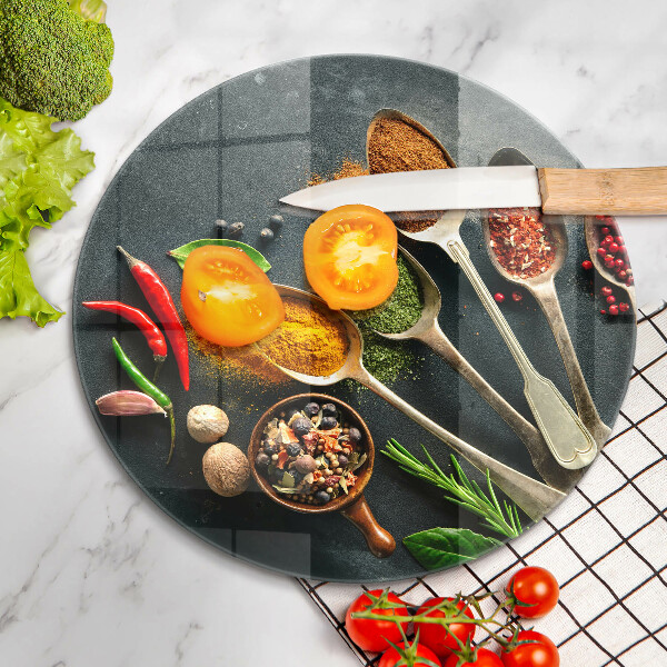 Skärbräda glas unik Köksskedar av kryddor