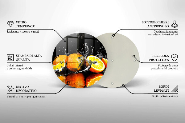 Skärbräda glas unik Saftig orange frukt