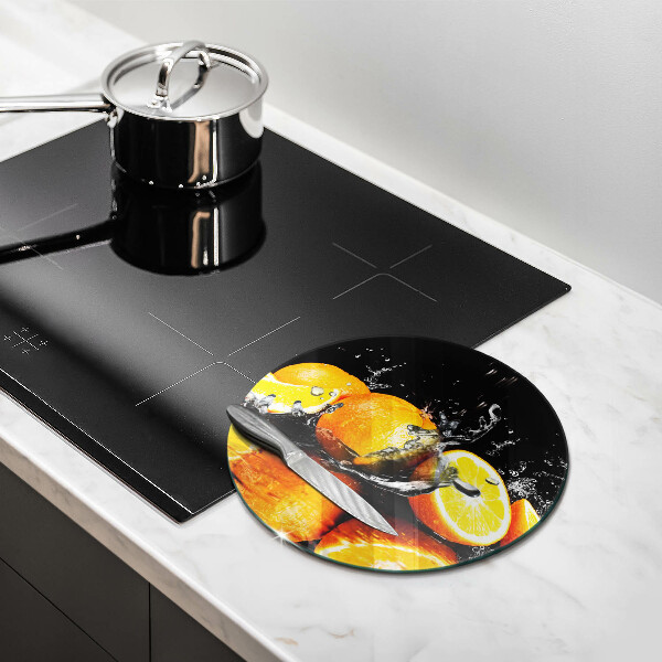 Skärbräda glas unik Saftig orange frukt