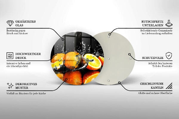 Skärbräda glas unik Saftig orange frukt
