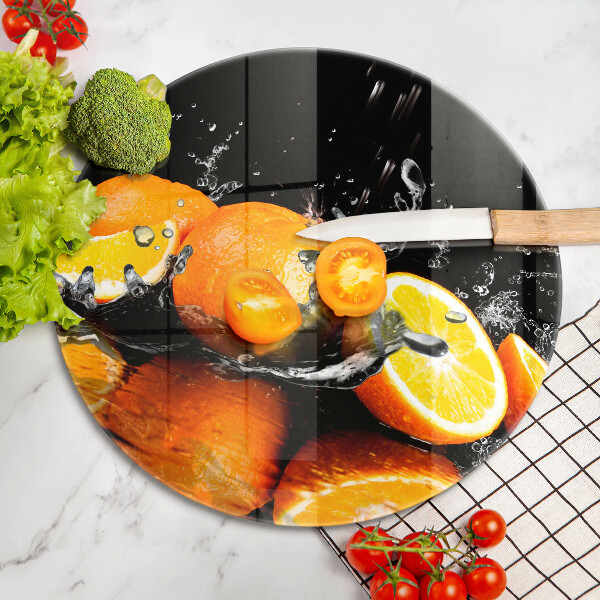 Skärbräda glas unik Saftig orange frukt