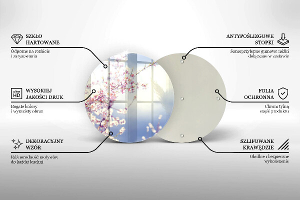 Skärbräda glas unik Blommande träd