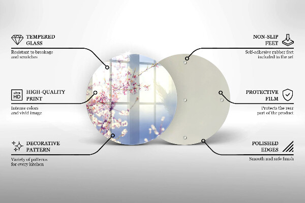 Skärbräda glas unik Blommande träd