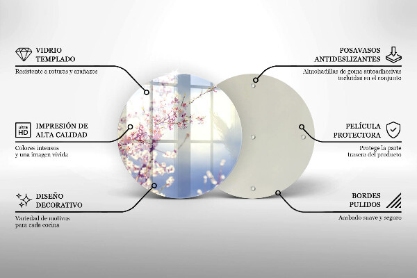 Skärbräda glas unik Blommande träd